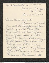 Nachlass Franz Steindachner, Brief von Ethel A. Hopper an Franz Steindachner (21.12.1907), Inv.Nr. 237.07, Seite 1